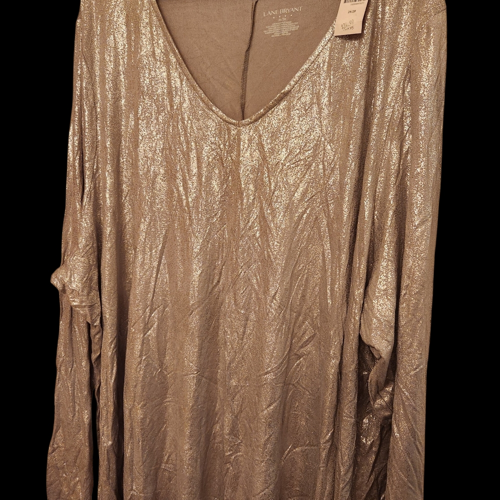 ■ No Offers■Lane Bryant Shimmering Silver V-Neck Blouse* Nwt*